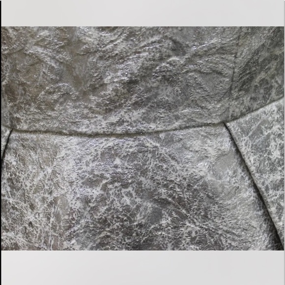 NWT Lord & Taylor Strapless Midi Dress Ball Prom Metallic Silver 6 Gown Jacquard - Picture 10 of 13